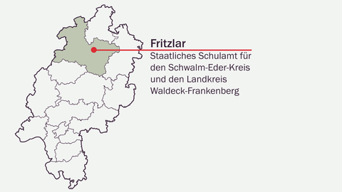Karte Staatliches Schulamt für den Schwalm-Eder-Kreis und den Landkreis Waldeck-Frankenberg in Fritzlar