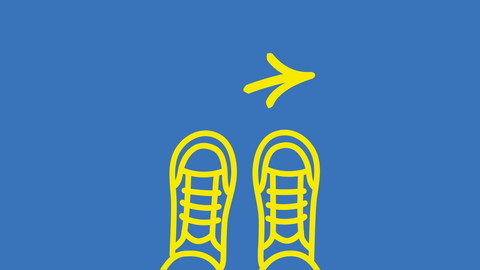 Selbst-Check Grafik: Zwei Schuhe, ein Pfeil