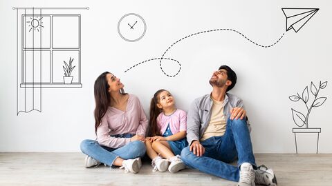 Eine Familie, die gerade umgezogen ist